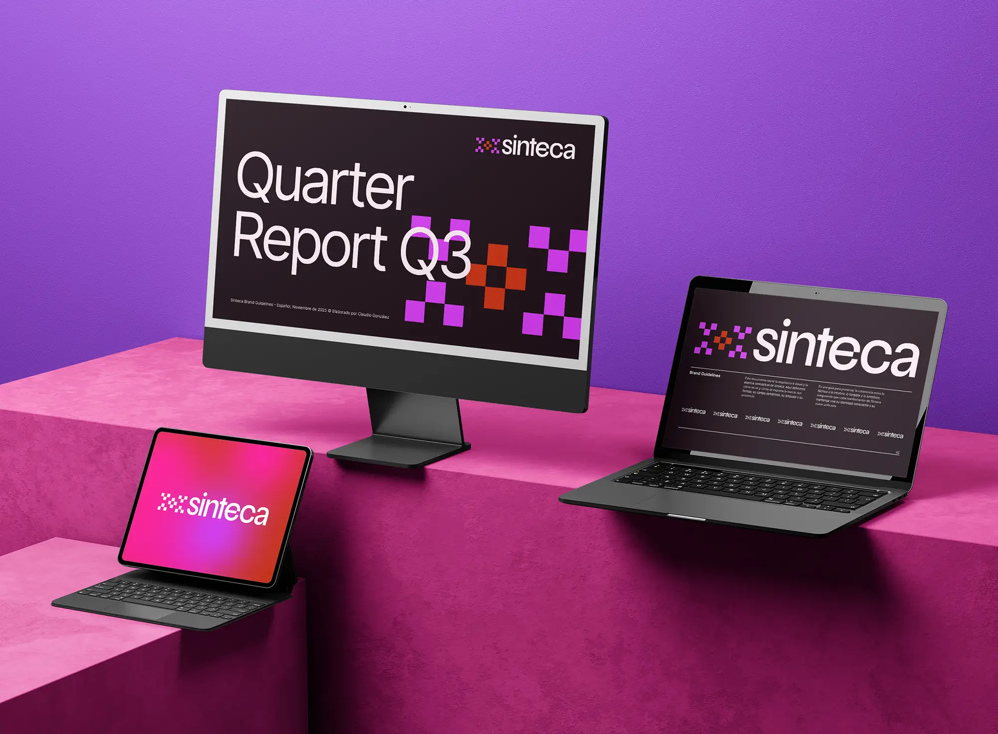 Sinteca AI packaging and brand mockup